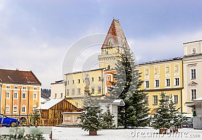 Ð¡entral square in Freistadt - Upper Austria Stock Photo